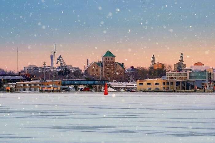 Landscape Ice Sea Turku's Castle Port Turku finland