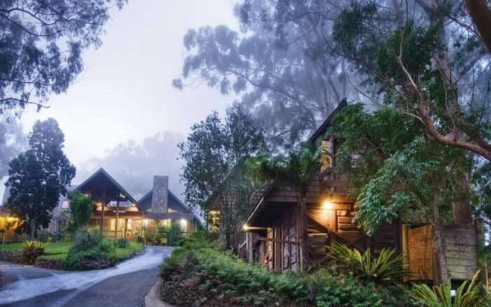 a beautiful mountain lodge in a jungle ss01052017