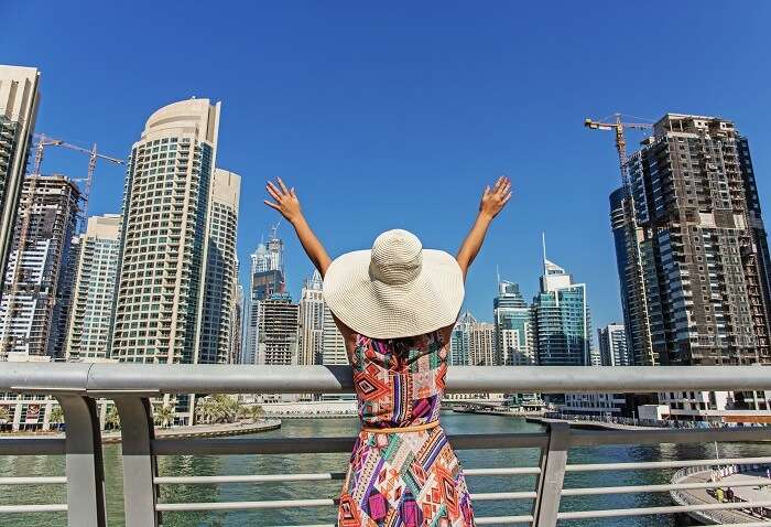 dubai i june: girl with hat