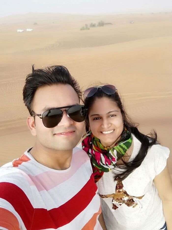 ashish singhal dubai honeymoon trip: during desert safari