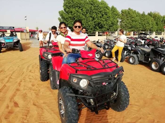 ashish singhal dubai honeymoon trip: quad biking