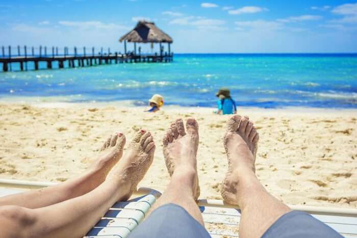 sand on toes