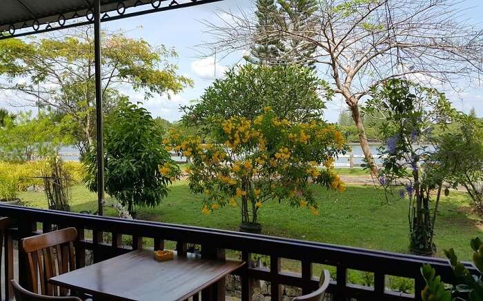 Outdoor sitting area of Krabi River Hotel