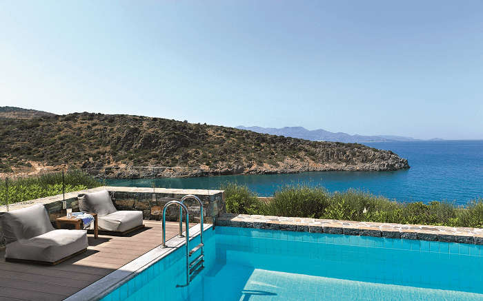 a terrace pool overlooking the sea in Greece ss