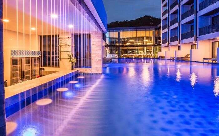 beautifully lit pool area of Bluesotel Krabi 