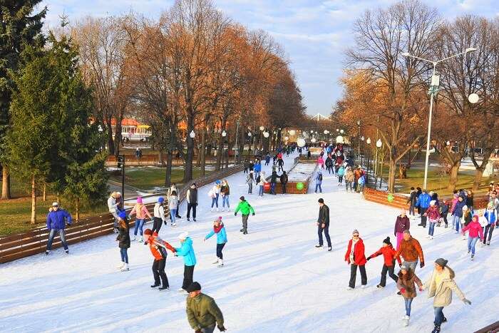 ice skating Gorky Park moscow russia cover