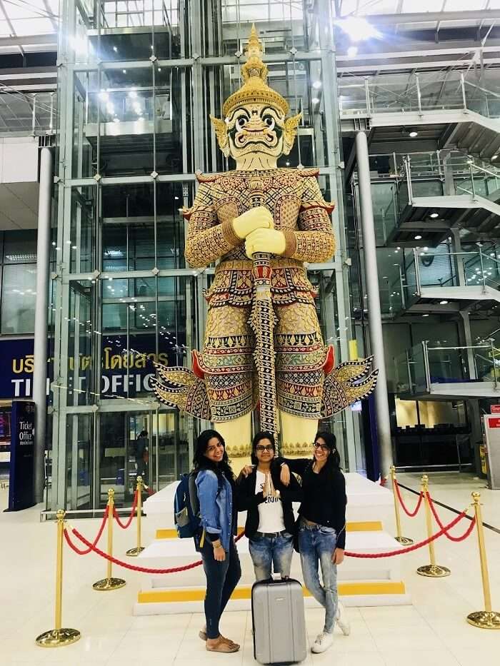 pooja thailand trip thai airport