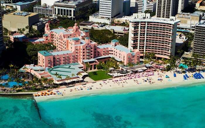 view of The Royal Hawaiian from above 