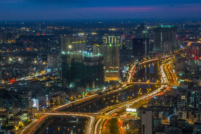 Panoramic view of Ho Chi Minh City from the top of Bitexco Saigon Skydeck