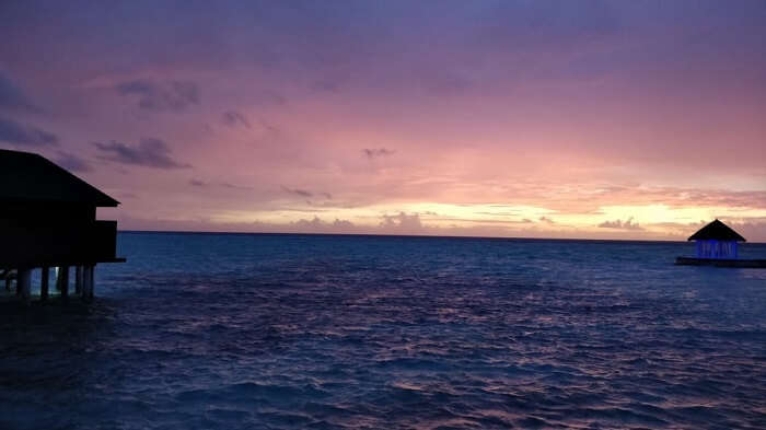 beautiful view of maldives at sunset
