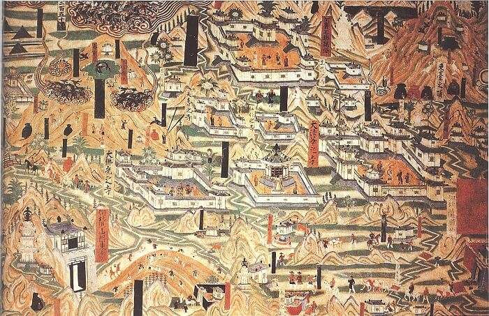 Mogao_Cave_61,_painting_of_Mount_Wutai_monasteries