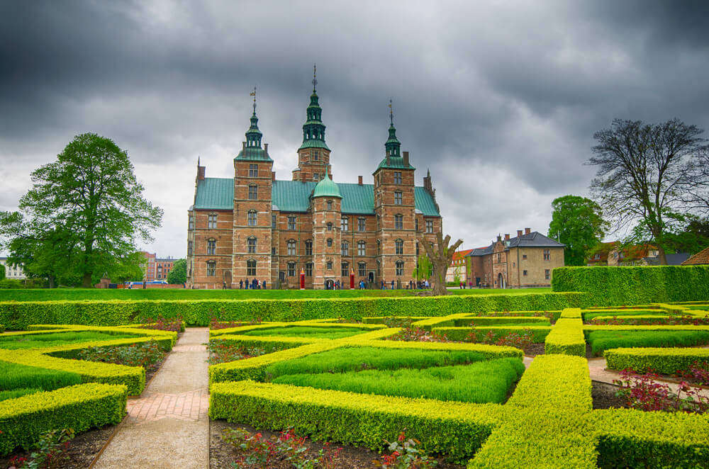 Rosenborg Castle with green lawn