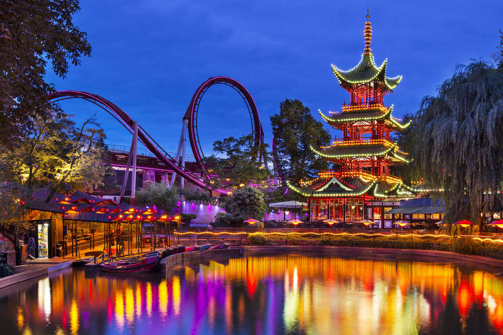 Tivoli Gardens well lit