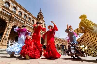 woman during flamenco in the plaza