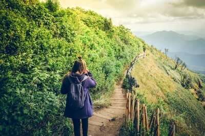 woman on nature trail