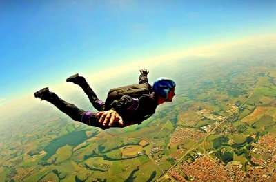 man during skydiving