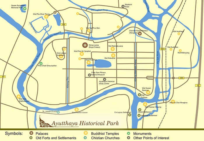 Ayutthaya Temple Map