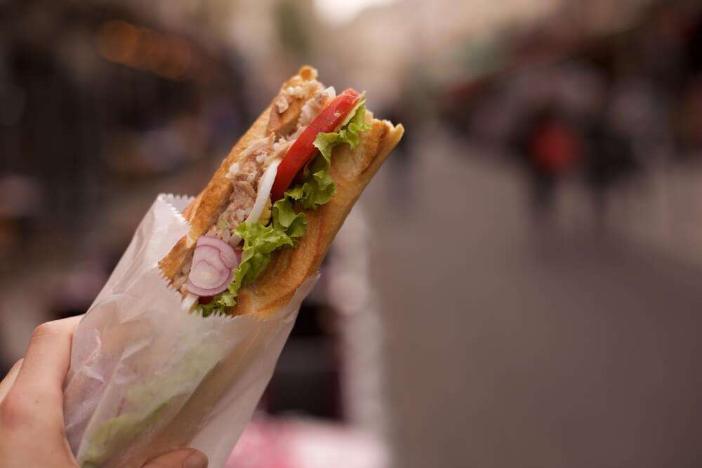 Sandwiches made from baguette bread