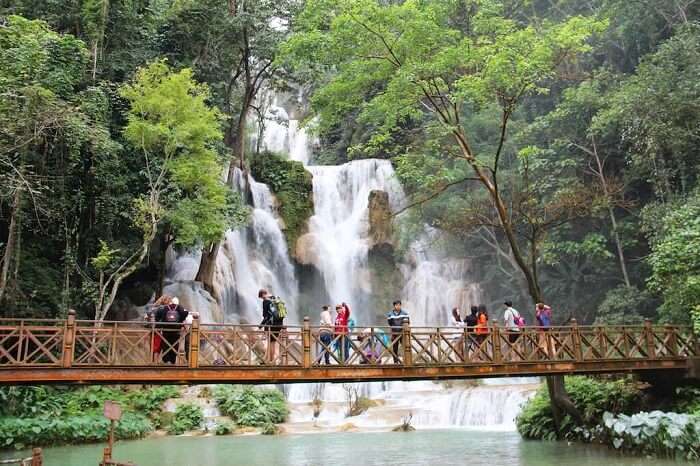 Hiking at Kuang Si Falls