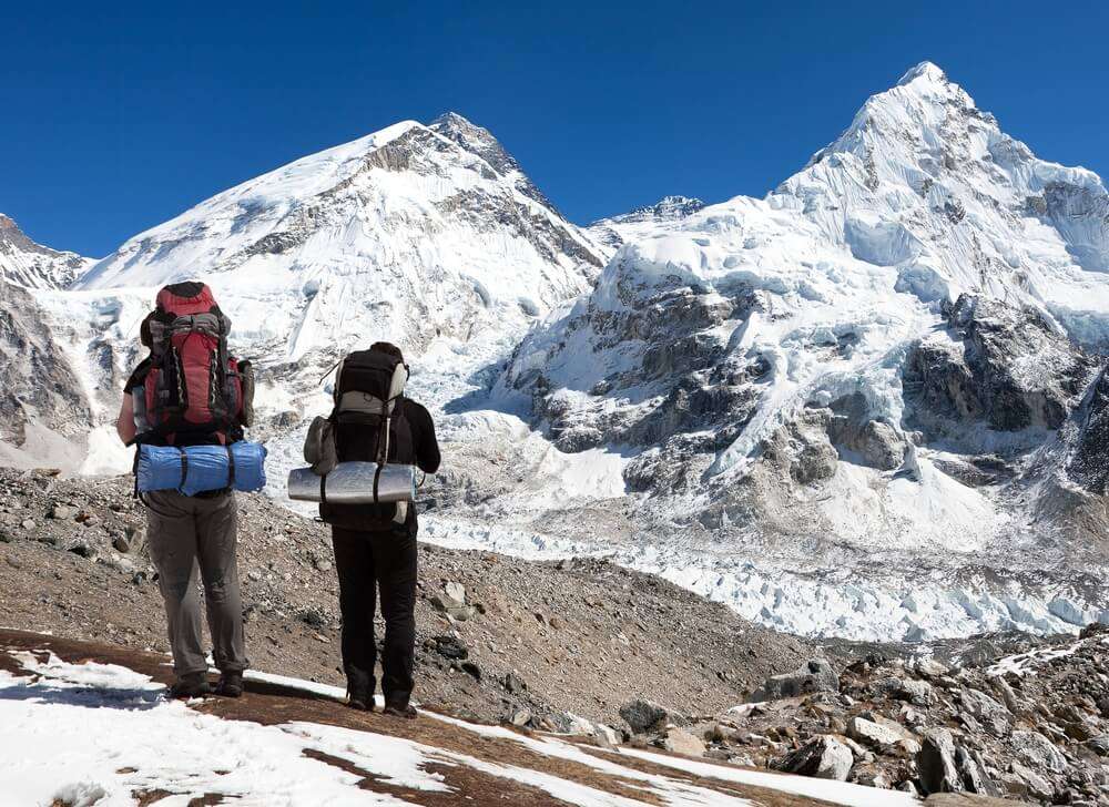 trekking through mountains