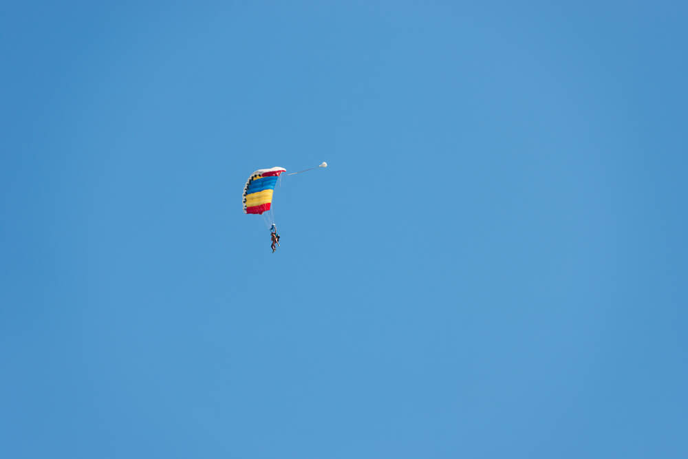 paragliding in blue sky