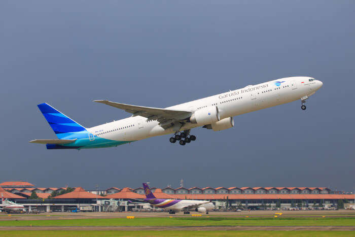 A flight taking off at Jakarta Airport