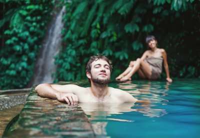 swimming in a hot tub