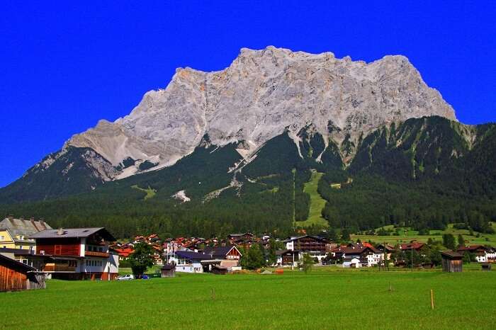 View of snow covered mountains from the ground