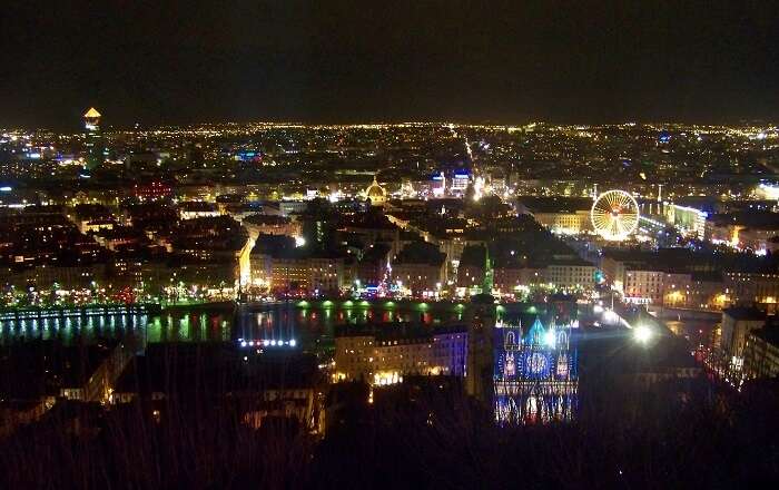 beautiful view of lyon at night