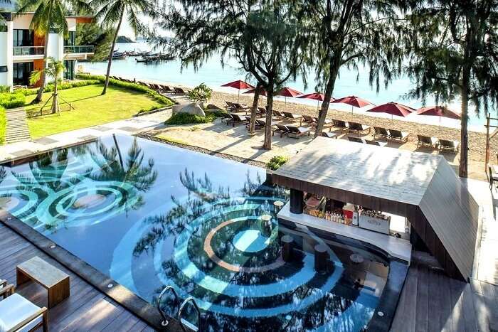 beautiful pool view of idyllic resort