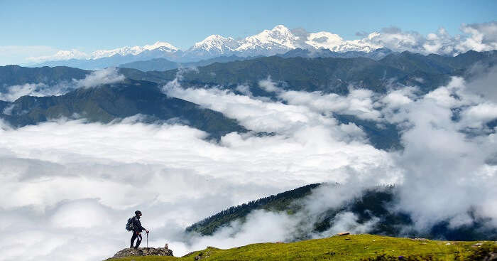 A_trekker_enjoying_the_beauty_of_Langtang,_Nepal