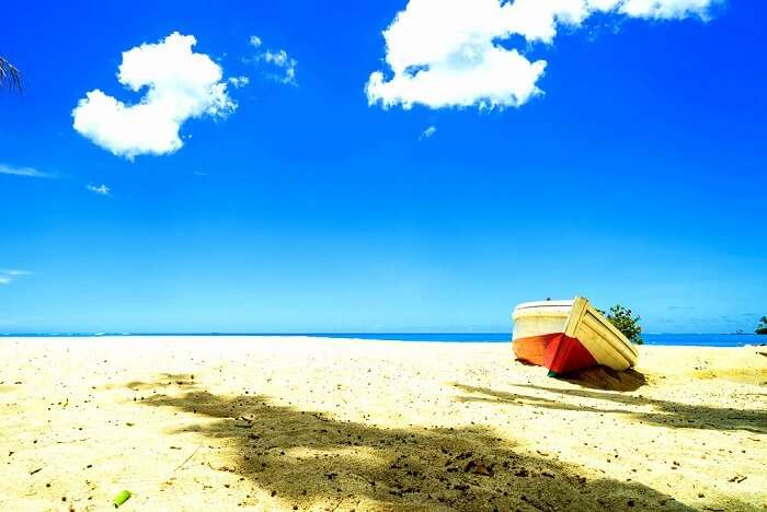 beach view with a boat