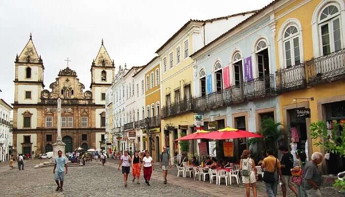 pastel-coloured buildings