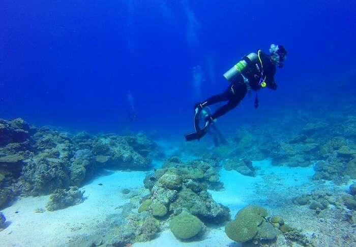 a man inside the sea