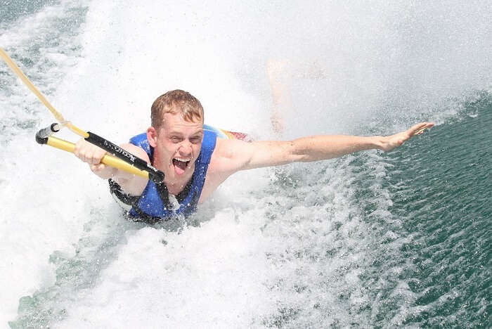 man enjoying water sport