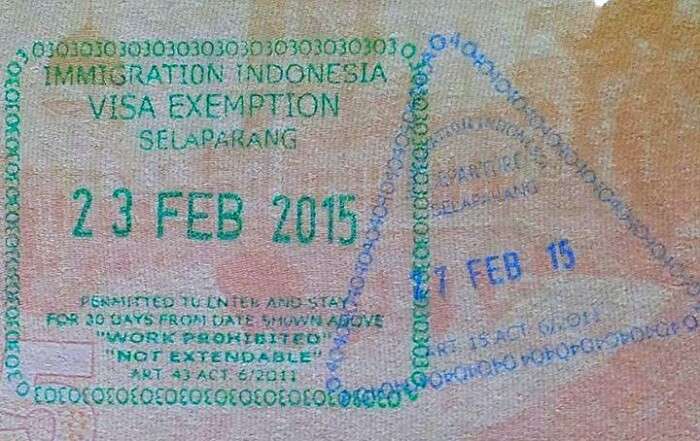 visa stamp of indonesia