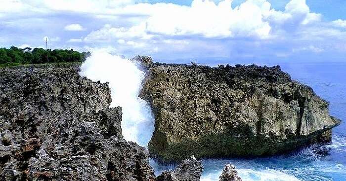 glistening water from rocks