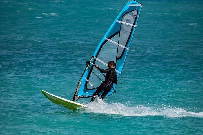 Windsurfing in water