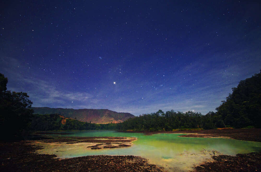 view of the beach at night