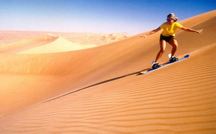Sand boarding in Desert