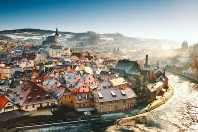 Dreamy and misty place for snow ride