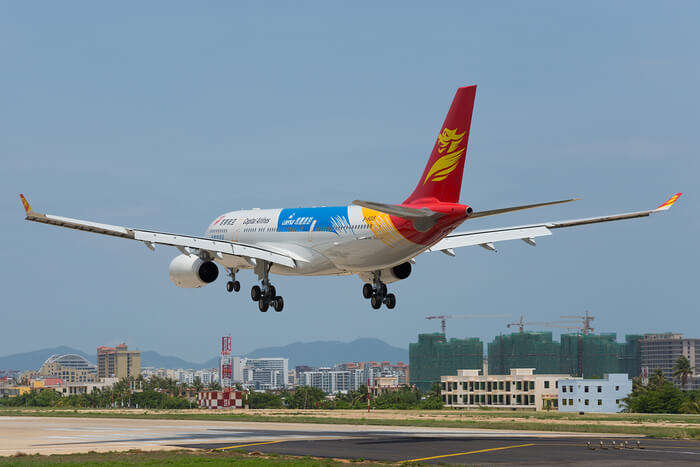 Aeroplane landing at airport