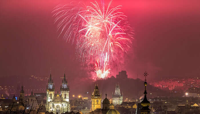 New Year Eve’s Fireworks At Old Town Square