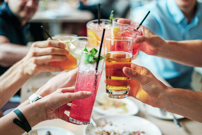 Glass of alcohol and fruit juice