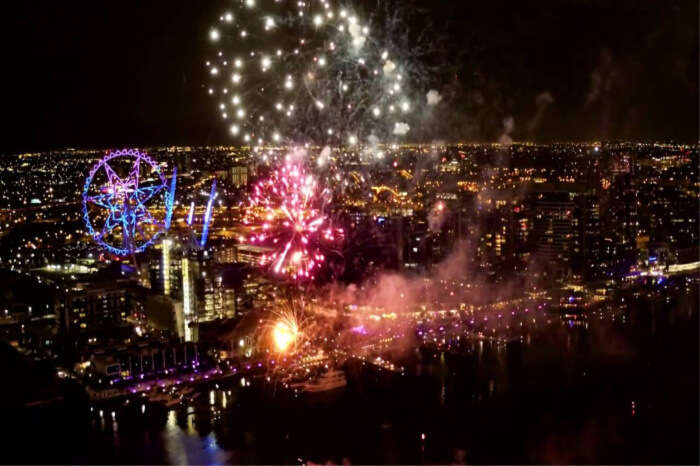 fireworks at the Docklands