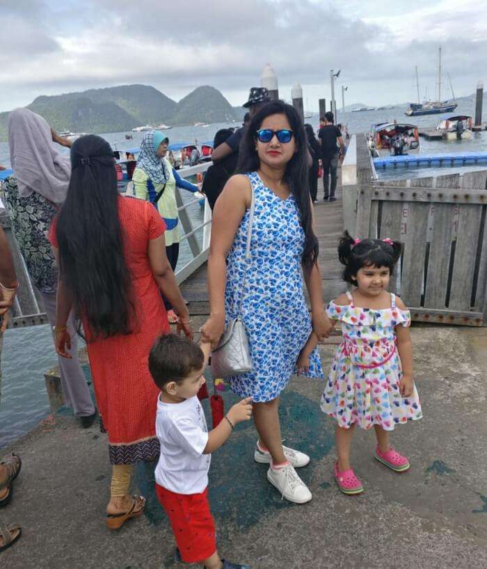 My wife with my children at Malaysia