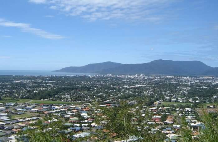 City view and mountains