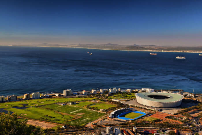 An aerial view of the Cape Town South Africa