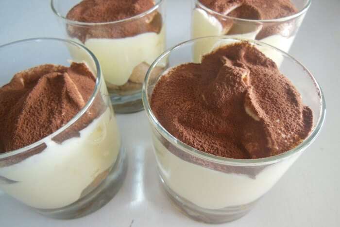 Deconstructed tiramisu & white chocolate mini pots