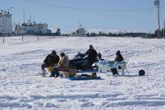 Ice Fishing On the Neva River